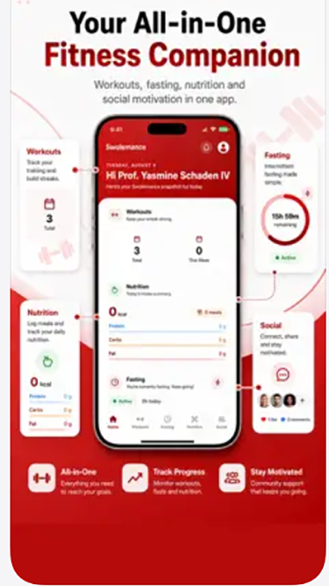 Your all-in-one fitness companion — workouts, fasting, nutrition and social motivation in one app