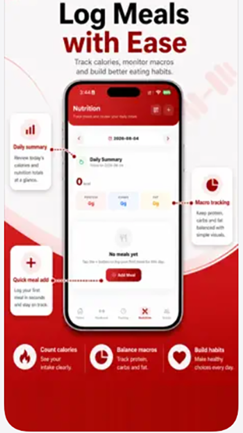 Log meals with ease — track calories, monitor macros and build better eating habits